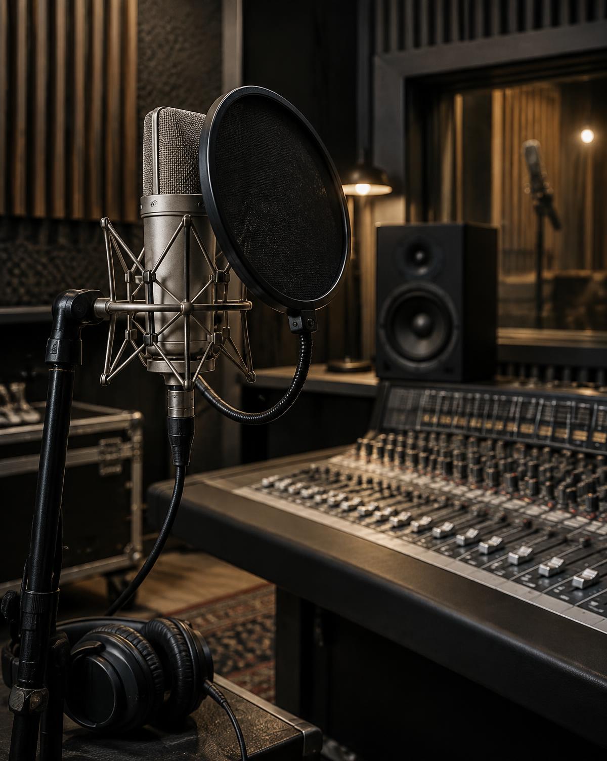 CMS Records studio microphone and console
